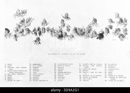 Französische Revolution: Porträts der wichtigsten Protagonisten des Tennishofschwörs, für die Verfassung der Nationalversammlung, 20. Juni 1789. David, Jacques-Louis, Künstler; La Charlerie, Hippolyte de, Zeichner; zwischen 1790 und 1791; Druck; Grafik; Französische Revolution; Druck; Abmessungen – Bildmaterial: Höhe: 19 cm, Breite: 27 cm; Abmessungen – Museumshalterung: Höhe: 32,4 cm, Breite: 50 Stockfoto