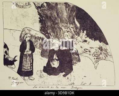 Sea Dramas, Bretagne (Guérin 7; Mongan, Kornfeld und Joachim 2 B), Gauguin, Paul, Gravierer, 1889, letztes Viertel des 19. Jahrhunderts, Druck, Grafik, Originaldruck, Abmessungen - Werk: Höhe: 16,7 cm, Breite: 22,5 Stockfoto