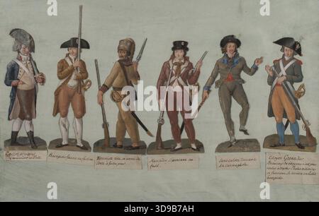 SANs-Culottes in Arms, Lesueur, Jean-Baptiste, Zeichner, Array, Zeichnung, Grafik, Zeichnung, Abmessungen - Bildmaterial: Höhe: 36 cm, Breite: 53,5 Stockfoto