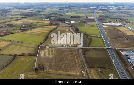InlogPark City Limits Boene Hamm an der Autobahn A2, Hamm, Ruhrgebiet, Nordrhein-Westfalen, Deutschland, Europa, Luftaufnahme, Vogelperspektive, ph-wert Stockfoto