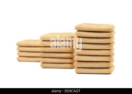 Pfahl-Salznatron-Cracker. Isoliert auf weißem Hintergrund Stockfoto
