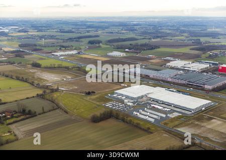 InlogPark City Limits Boene Hamm an der Autobahn A2, Hamm, Ruhrgebiet, Nordrhein-Westfalen, Deutschland, Europa, Luftaufnahme, Vogelperspektive, ph-wert Stockfoto