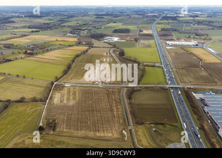 InlogPark City Limits Boene Hamm an der Autobahn A2, Hamm, Ruhrgebiet, Nordrhein-Westfalen, Deutschland, Europa, Luftaufnahme, Vogelperspektive, ph-wert Stockfoto
