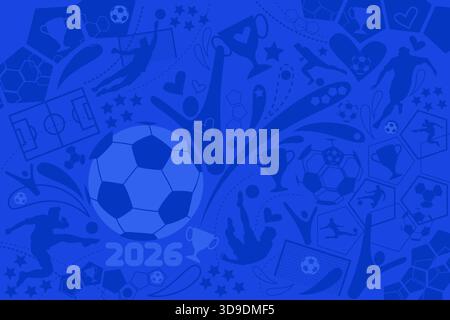 Fußball-Cup roter Hintergrund, Fußball-Weltmeisterschaft 2026, Vektor-Illustration Stock Vektor