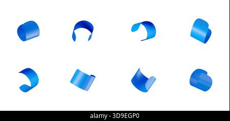 Set aus acht blauen Bandformen Stock Vektor