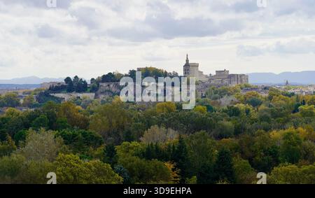 Avignon von Villeneuve-les-Avignon aus gesehen Stockfoto