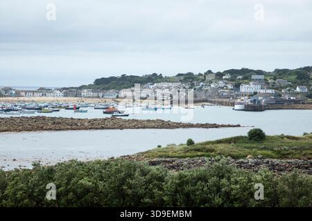 Hugh Town Harbour auf St. Mary's Isles of Scilly, Cornwall, Großbritannien. Stockfoto