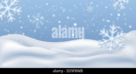 Winterliche Schneelandschaft im Hintergrund Stock Vektor