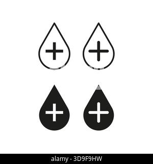 Wassertropfensymbol. Pluszeichen-Element. Medizinische Hilfe Vektor. Abstraktes Flüssigkeitssymbol. EPS 10. Stock Vektor