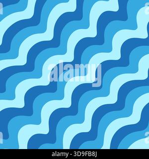 Welliges Streifenmuster. Diagonale blaue Linien. Ozeanwellenvektor. Flüssige Hintergrundstruktur. EPS 10. Stock Vektor