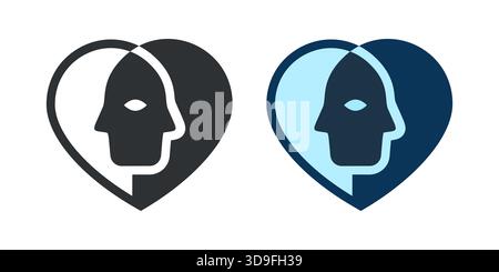 Geist- und Herzsymbole, Symbole für Empathie, Mitgefühl und emotionale Verbindung. Stock Vektor