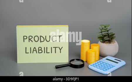 Produkthaftungskonzept. Gesetzliche Haftung von Herstellern, Händlern oder Verkäufern für Schäden oder Verletzungen, die durch fehlerhafte oder unsichere Produkte verursacht werden Stockfoto