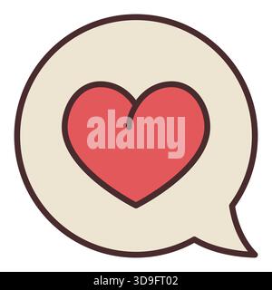 Sprachblase mit rotem Herz-Vektor-Partnerschaftskonzept farbiges Symbol Stock Vektor