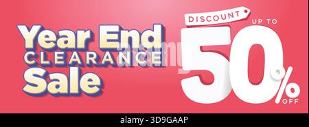 Werbebanner zum Jahresende. Niedlicher, moderner, sauberer Stil in Pink. Werbebanner teplate Vektor-Illustration Stock Vektor