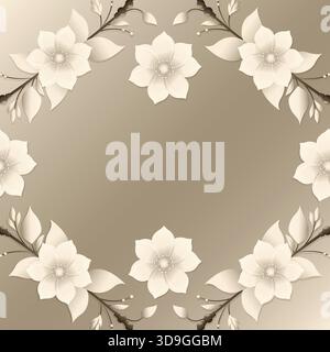 Elegante Hintergrundschablone Mit Blumenrahmen Und Beige. Stock Vektor