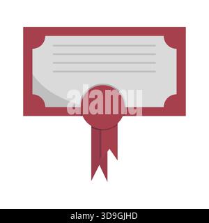 Offizielle Diplomliste. Abschlusszeugnis Vektor Symbol für Dokumentzuschlag. Rote Banddichtung. Stock Vektor