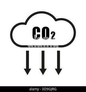 Symbol für Emissionsreduzierung. Symbol für CO2-Tropfen. Kohlenstofffallvektor. Saubere Luft. Stock Vektor