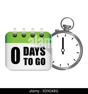 Countdown für Kalenderfrist. 0 Tage noch nicht. Timer-Taktvektor. Wichtige Ereigniserinnerung. Stock Vektor