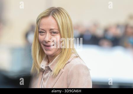 Italien, Rom, 5. Dezember 2025: Einweihung der Olympischen Flammenreise (Olympische Winterspiele Mailand-Cortina 2026) auf der Piazza del Quirinale, auf dem Foto Giorgia Meloni Foto © Stefano Carofei/Sintesi/Alamy Live News Stockfoto