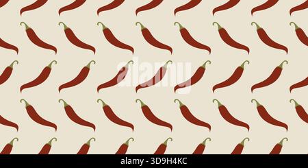 Nahtloses Design mit Chili-Pfeffer. Chilitapete Vektor Stock Vektor