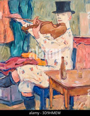 Gösta von Hennigs – Ein Clown auf der Violine – um 1915 – von Hennigs war bekannt für sein Interesse an Dynamik und Bewegung, wobei Motive oft aus Zirkus, Rennstrecken und Kabarett abgeleitet wurden. Stockfoto