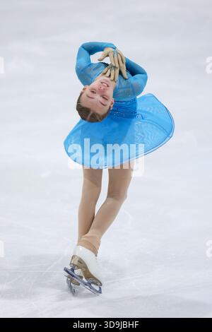 Zagreb, Kroatien. Dezember 2025. Anna Stepanchuk aus Kroatien tritt 2025 am 5. Dezember 2025 bei der Eröffnungszeremonie der ISU Eislaufbahn CS Golden Spin of Zagreb auf. Foto: Igor Kralj/PPIXSELL Credit: Pixsell/Alamy Live News Stockfoto