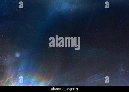 Filmtextur, dunkelblaues Licht, weicher Grunge, Vintage Retro-Hintergrund, Kameraeffekt-Overlay Stockfoto