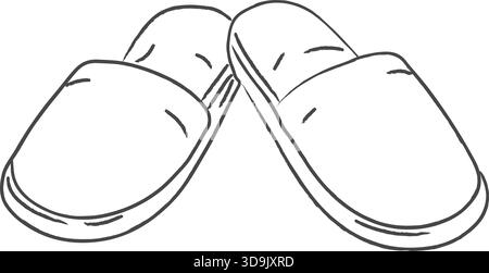 Einfache Hausschuhe zum Hineinschlüpfen in Umrisse nebeneinander. Stock Vektor