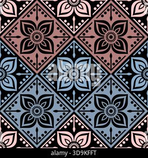 Abstraktes Blumenmuster, regelmäßige geometrische Ordnung, nahtloser Vektor, gedämpfte Farben Stock Vektor
