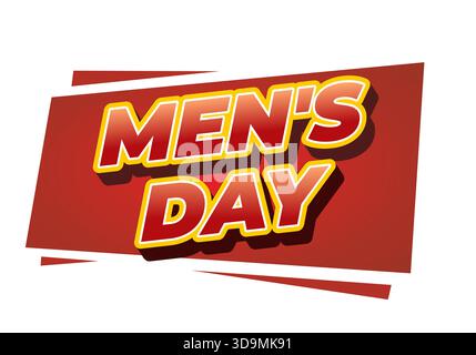 Ein Grafikdesign mit dem Text „Mens Day“ in kräftigen, farbenfrohen Buchstaben auf rotem Hintergrund Stock Vektor