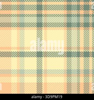 Fibröses Karo-Karo-Karo, zarter, nahtloser Texturhintergrund. Stoff mit Satin-Vektormuster in Orange und Pastellfarben. Stock Vektor