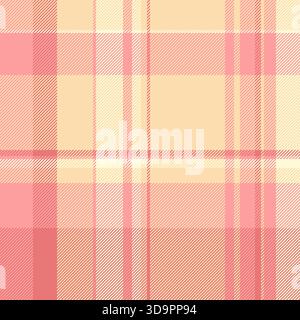 Teenager Textur Check Tartan, indischer karierter nahtloser Hintergrund. Fensterscheibe Stoff Textilmuster Vektor in rot und navajo weiß Farbpalette. Stock Vektor