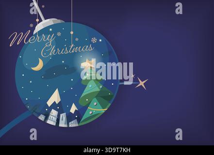 Daily A047 World in the Christmas Ball zeigt die Vektorgrafik der Weihnachtsatmosphäre EPS 10 Stock Vektor