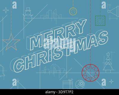 Daily A051 Modern Line Art mit Merry Christmas Konzept Vektor Illustration Grafik EPS 10 Stock Vektor