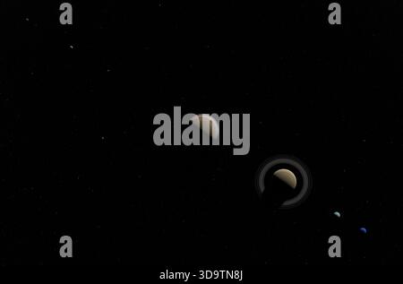 Planeten des Sonnensystems - Draufsicht 3D-Illustration Stockfoto