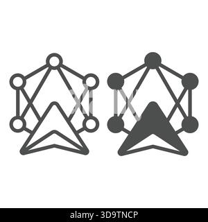 Transferzyklen und Navigations-Cursorlinie und durchgehendes Symbol, Konzept für neuronale Datensätze. Vektorgrafiken. Blockchain Cloud, visuelles Datenzeichen auf weißem Backgr Stock Vektor
