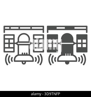Datenlineal und Satellit mit Antennenleitung und durchgehendem Symbol, Konzept für neuronale Datensätze. Vektorgrafiken. Schild für Satellitendaten auf weißem Hintergrund, Stock Vektor