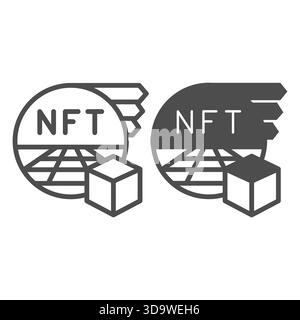 Platz für nicht fungible Token Site Line und ausgefülltes Symbol, NFT Multiverse Concept. Vektorgrafiken. Krypto-Asset-Raum, Metaverzeichen auf weißem Hintergrund Stock Vektor