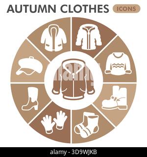 Kollektion oder Skizzen von Herbstsymbolen, Motivblase mit Glyphenzeichen für Web und App. Vektorgrafiken isoliert auf weißem Hintergrund Stock Vektor