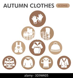 Kollektion oder Skizzen von Herbstsymbolen, Motivblase mit Glyphenzeichen für Web und App. Vektorgrafiken isoliert auf weißem Hintergrund Stock Vektor