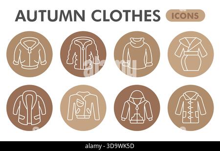 Kollektion oder Skizzen von Herbstsymbolen, Motivblase mit dünnen Linien für Web und App. Vektorgrafiken isoliert auf weißem bac Stock Vektor