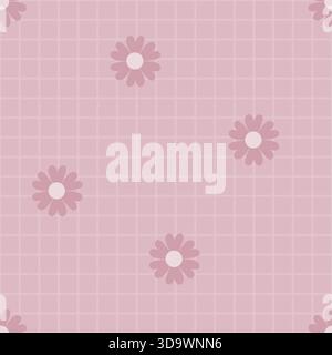 Weiches Rosafarbenes Gingham-Gänseblümchen-Muster Stock Vektor