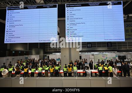 Wahlkreis des Wahlkomitees Hongkong zählt am 7. Dezember 2025 in Hongkong. Heute findet in Hongkong die Wahl zum Parlamentsrat statt. (Foto: Kobe Li/Nexpher Images/SIPA USA) Stockfoto