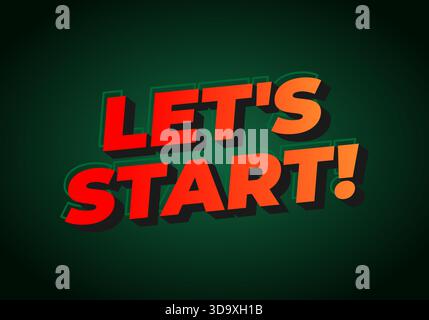 Ein lebendiges Grafikdesign mit Text LÄSST LOS! Fett formatierte 3D-Typografie mit Farbverlaufsschema auf dunkelgrünem Hintergrund. Stock Vektor