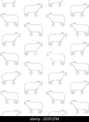 Nahtloses Vektormuster der flachen Umrandung der Capybara Stock Vektor