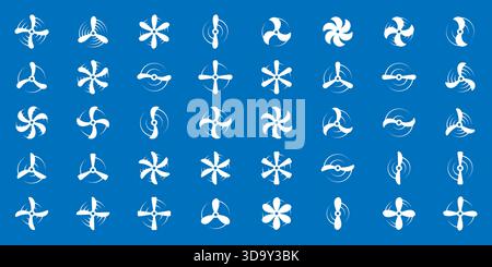 Flugzeugpropeller mit dynamischer Wirbelbewegung. Vektor-Silhouettensymbol für Luftfahrt, Drohnenmechanik und Transport Luftfahrttechnik Stock Vektor