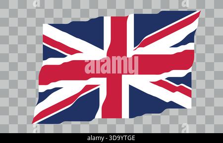 Waving Flag of United Kingdom. Englisches Nationalsymbol in offiziellen Farben. Vorlagensymbol. Abstrakter Vektorhintergrund. Flattereffekt Stock Vektor