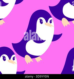 Nahtloses Pinguinmuster für Geschenkpapier und Stoffe sowie Bettwäsche und Kinderbekleidung und Neujahrsverpackungen sowie Noel Winter pac Stockfoto