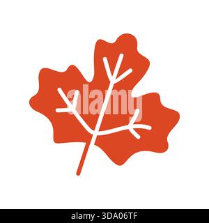 Eine einfache schwarz-weiße Vektorsilhouette eines Ahornblattes mit sichtbaren Adern, die die Schönheit des Herbstes repräsentiert. Diese Ikone ist perfekt für Thanksgivin Stock Vektor