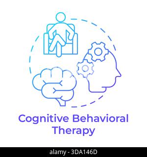 Symbol für das blaue Gradientenkonzept der kognitiven Verhaltenstherapie Stock Vektor